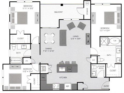C1 Floor Plan at The Santal, Austin, Texas